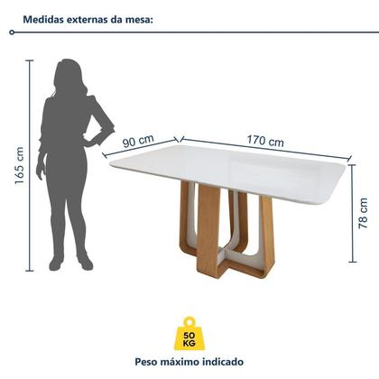 Imagem de Mesa de Jantar Retangular 170cm Tampo com Vidro Sintonia