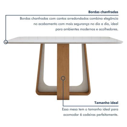 Imagem de Mesa de Jantar Retangular 170cm Tampo com Vidro Sintonia