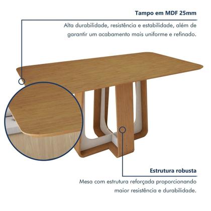 Imagem de Mesa de Jantar Retangular 170cm Tampo Mdf Sintonia