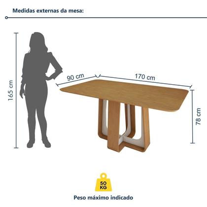 Imagem de Mesa de Jantar Retangular 170cm Tampo Mdf Sintonia