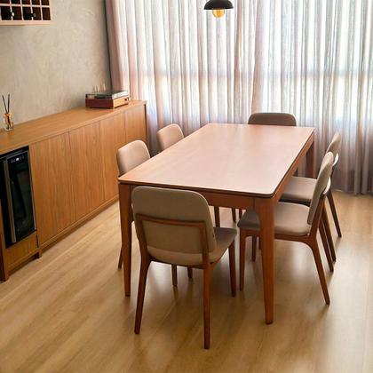 Imagem de Mesa de Jantar Retangular 190x90cm Cedry Madeira Liptus Castanho Claro - Sallar Home