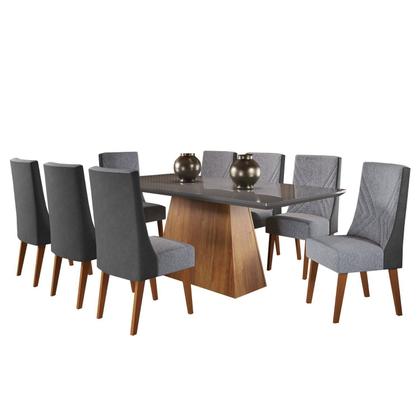 Imagem de Mesa de Jantar Retangular 200x90 Haven com 8 Cadeiras em Madeira Maciça Topazio