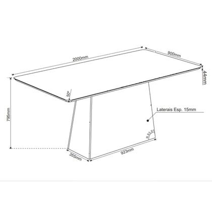 Imagem de Mesa de Jantar Retangular 200x90 Haven com 8 Cadeiras em Madeira Maciça Topazio