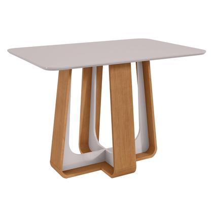 Imagem de Mesa de Jantar Retangular 4 Lugares 120 Tampo MDF/Vidro Easy Pop Amendoa/off White