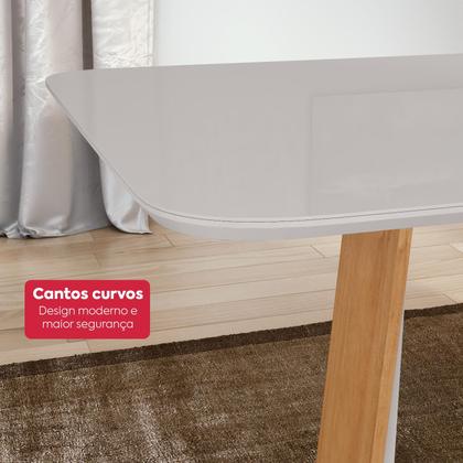 Imagem de Mesa de Jantar Retangular 4 Lugares 120 Tampo MDF/Vidro Easy Pop Amendoa/off White