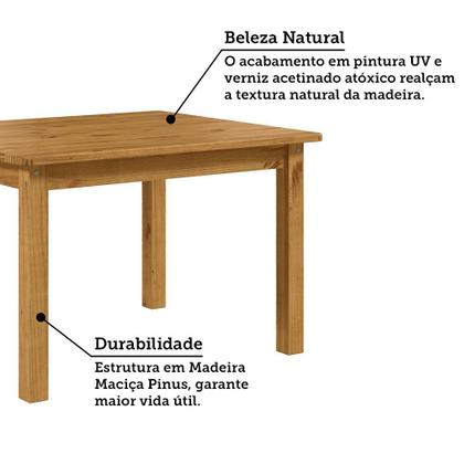 Imagem de Mesa de Jantar Retangular 4 Lugares 120cm 100% Madeira Maciça Napoli Espresso Móveis
