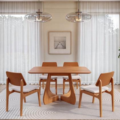 Imagem de Mesa de Jantar Retangular 4 Lugares 140x90cm Paineira CabeCasa MadeiraOriginals