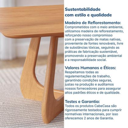 Imagem de Mesa de Jantar Retangular 4 Lugares 140x90cm Paineira CabeCasa MadeiraOriginals