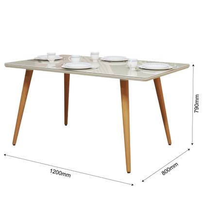 Imagem de Mesa De Jantar Retangular 4 Lugares Com Pés Palito E Tampo de Vidro