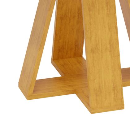 Imagem de Mesa de Jantar Retangular 4 Lugares Tampo Chanfrado Curvo 120cm com Vidro Kiara Cedro/Off White - DJ Móveis