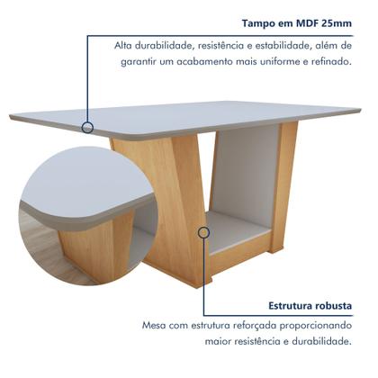 Imagem de Mesa de Jantar Retangular 6 Lugares 170cm Tampo MFD Apogeu