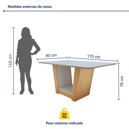 Imagem de Mesa de Jantar Retangular 6 Lugares 170cm Tampo MFD Apogeu