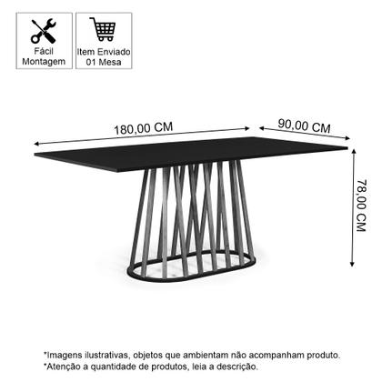 Imagem de Mesa de Jantar Retangular 6 Lugares 180x90cm Base Madeira Gabi Branca - Straub Web