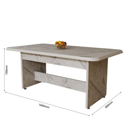 Imagem de Mesa De Jantar Retangular 6 Lugares Efeito Mármore MDF