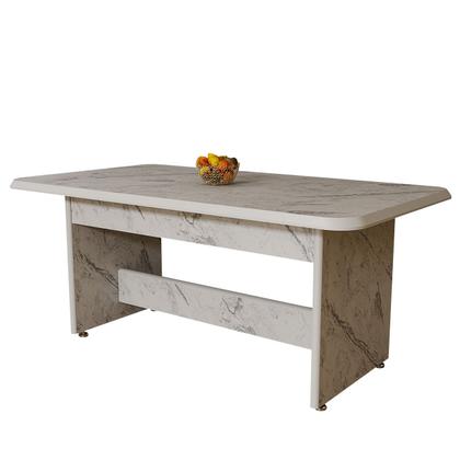 Imagem de Mesa De Jantar Retangular 6 Lugares Efeito Mármore MDF