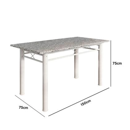 Imagem de Mesa de Jantar Retangular 6 Lugares Tampo em Granito Copa Cozinha Vitoria Fabone 75x150x15cm