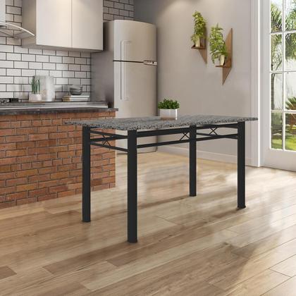 Imagem de Mesa de Jantar Retangular 6 Lugares Tampo em Granito Copa Cozinha Vitoria Fabone 75x150x15cm