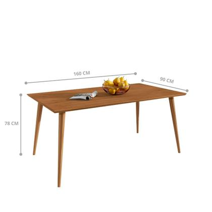 Imagem de Mesa de Jantar Retangular 6 Lugares Tampo MDF Pés Madeira Cedro Veneza 1,60m