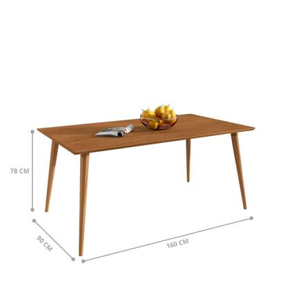Imagem de Mesa de Jantar Retangular 6 Lugares Tampo MDF Pés Madeira Cedro Veneza 1,60m