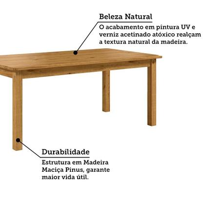 Imagem de Mesa de Jantar Retangular 8 Lugares 180cm 100% Madeira Maciça Napoli Espresso Móveis