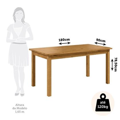 Imagem de Mesa de Jantar Retangular 8 Lugares 180cm 100% Madeira Maciça Napoli Espresso Móveis