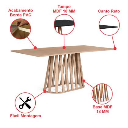 Imagem de Mesa de Jantar Retangular 8 Lugares 200x90cm Gabi Jade - Straub Web