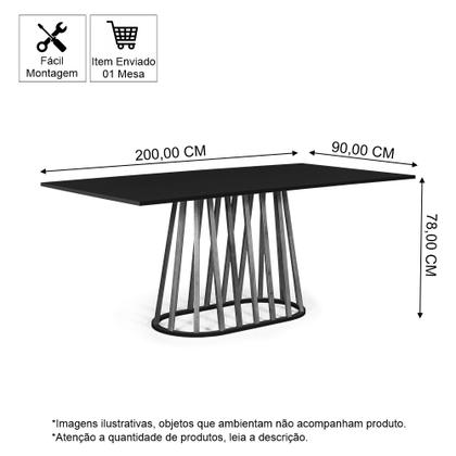Imagem de Mesa de Jantar Retangular 8 Lugares 200x90cm Gabi Jade - Straub Web