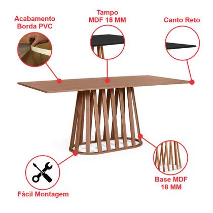 Imagem de Mesa de Jantar Retangular 8 Lugares 200x90cm Gabi Noronha - Straub Web