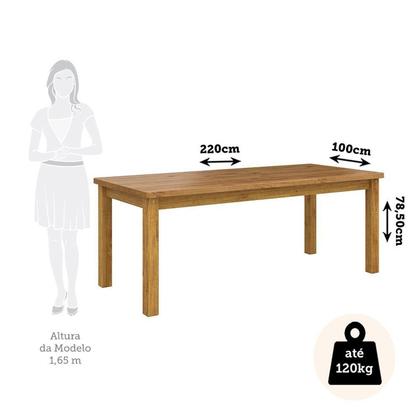 Imagem de Mesa de Jantar Retangular 8 Lugares 220cm 100% Madeira Maciça Argos Espresso Móveis