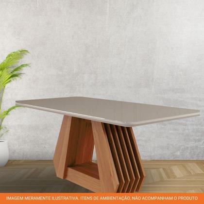 Imagem de Mesa De Jantar Retangular 90X180Cm Tampo Mdf/Vidro Agata Cimol Cinamomo/Off White