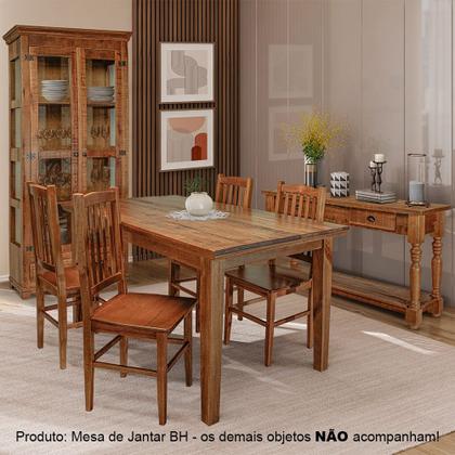 Imagem de Mesa de Jantar Retangular Bh Antiga Rústica em Madeira Maciça 1,30m - Natural