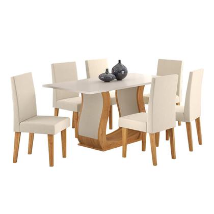 Imagem de Mesa de Jantar Retangular Camille Com 6 Cadeiras Venus Mel/Blonde/Bege Casa Giulia
