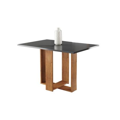 Imagem de Mesa de Jantar Retangular Catedral C/4 Cad Flora em Madeira Maciça Mel/Cinza Brilho/V.grafite