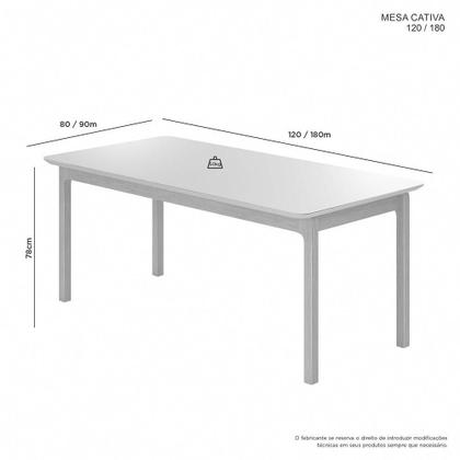 Imagem de Mesa de Jantar Retangular Cativa JCM Cinamomo 1,20 M