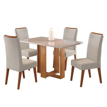 Imagem de Mesa de Jantar Retangular Claire com 4 Cadeiras Madeira Maciça Vegas