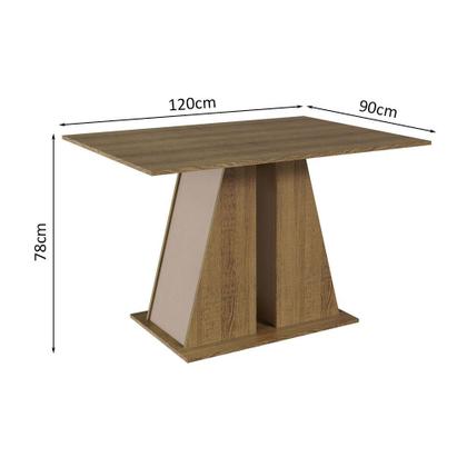 Imagem de Mesa de Jantar Retangular com Tampo de Madeira Rustic/Crema 5383 Madesa