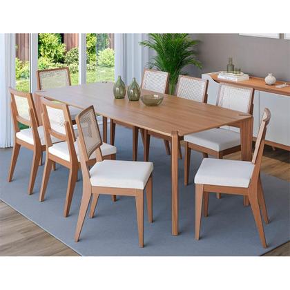 Imagem de Mesa de Jantar Retangular com Tampo de MDF Canela Harmony Natural 219 cm