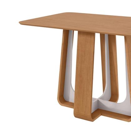 Imagem de Mesa de Jantar Retangular com Tampo de MDF Sintonia Amêndoa e Off White 120 cm