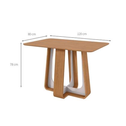 Imagem de Mesa de Jantar Retangular com Tampo de MDF Sintonia Amêndoa e Off White 120 cm