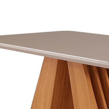 Imagem de Mesa de Jantar Retangular com Tampo de Vidro Agata Off White e Nature 130 cm