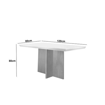 Imagem de Mesa de Jantar Retangular com Tampo de Vidro Ane Imbuia e Off White