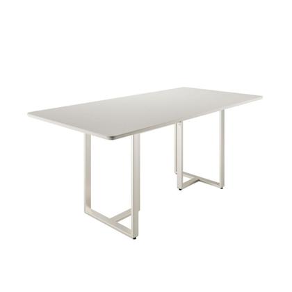 Imagem de Mesa de Jantar Retangular com Tampo de Vidro Arcadia Off White e Champagne 160 cm