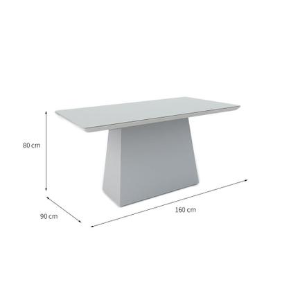 Imagem de Mesa de Jantar Retangular com Tampo de Vidro Bárbara Off White 160 cm