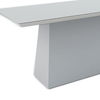 Imagem de Mesa de Jantar Retangular com Tampo de Vidro Bárbara Off White 160 cm