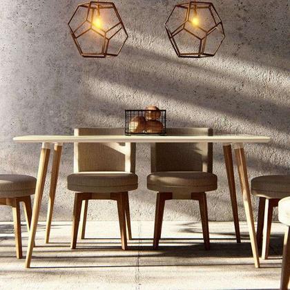 Mesa de Jantar Retangular com Tampo de Vidro Castello Off White e Noce 160 cm - Mobly Imagem de Mesa de Jantar Retangular com Tampo de Vidro Castello Off White e Noce 160 cm
