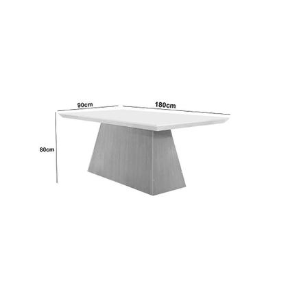 Imagem de Mesa de Jantar Retangular com Tampo de Vidro Luna Imbuia e Off White