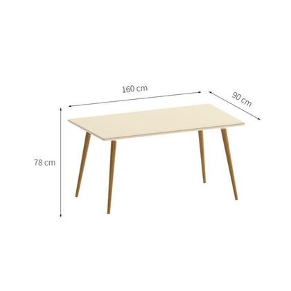 Imagem de Mesa de Jantar Retangular com Tampo de Vidro San Marco Off White e Noce 160 cm