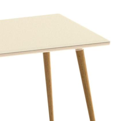 Imagem de Mesa de Jantar Retangular com Tampo de Vidro San Marco Off White e Noce 160 cm