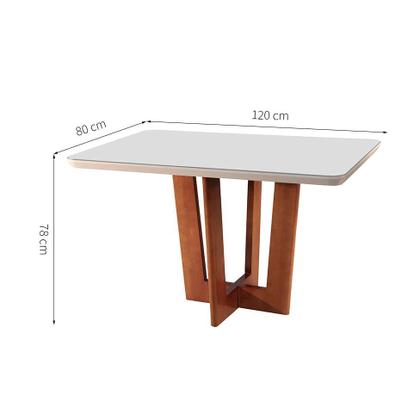 Mesa de Jantar Retangular com Tampo de Vidro Tália Off White e Imbuia 120 cm - Mobillare Imagem de Mesa de Jantar Retangular com Tampo de Vidro Tália Off White e Imbuia 120 cm