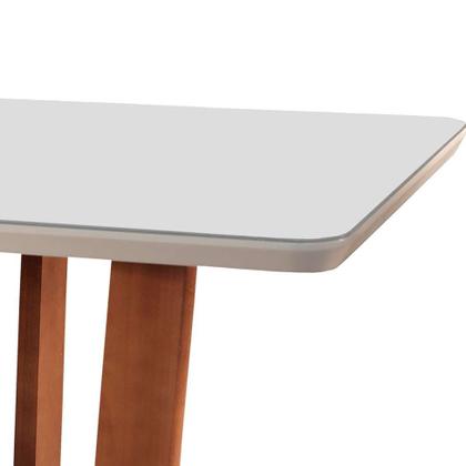 Mesa de Jantar Retangular com Tampo de Vidro Tália Off White e Imbuia 120 cm - Mobillare Imagem de Mesa de Jantar Retangular com Tampo de Vidro Tália Off White e Imbuia 120 cm